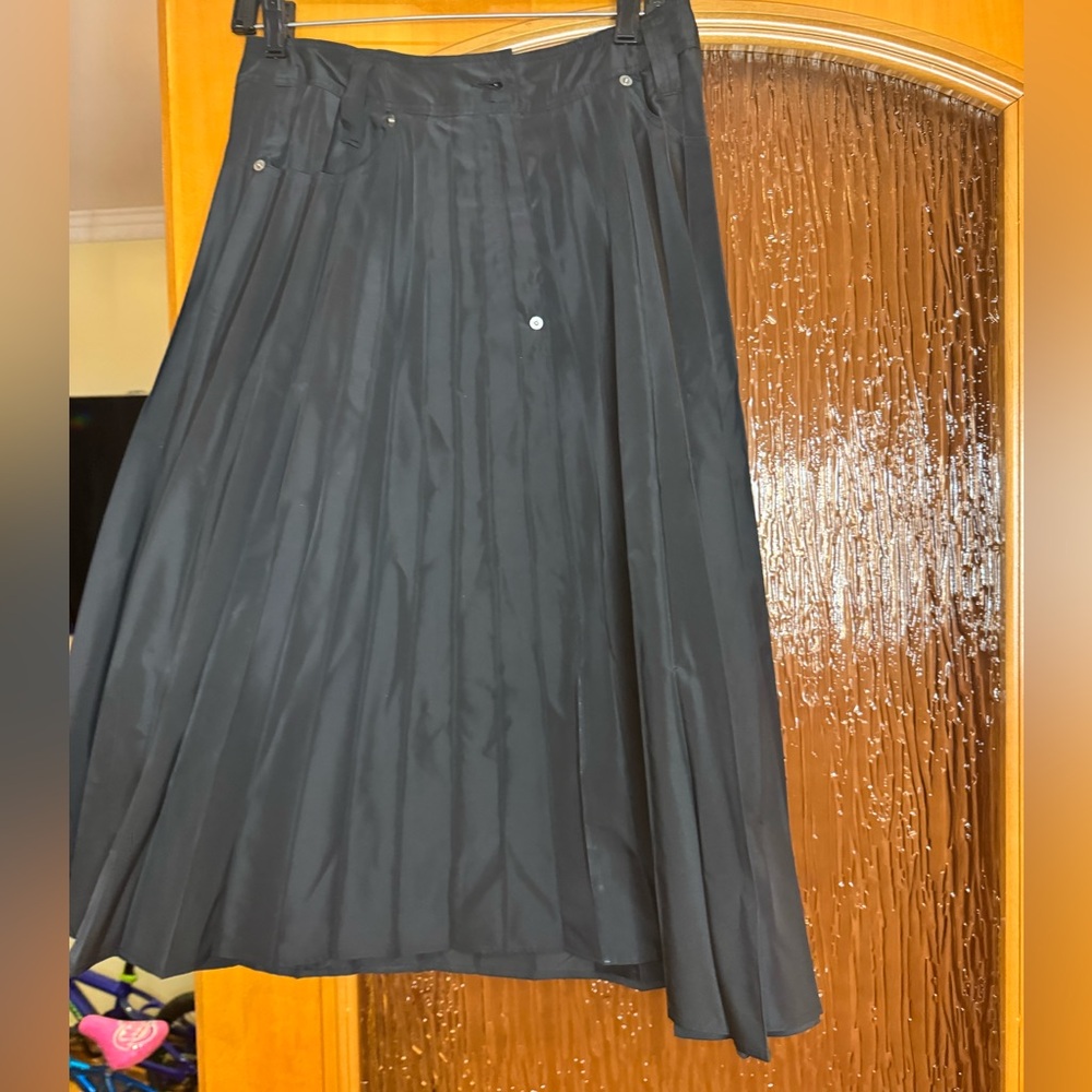 Gianfranco Ferre Black Pleated Midi Skirt
